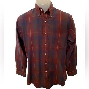 𝅺NEIL MARTIN Maroon & Blue Plaid Long Sleeve Button Down Men Dress Shirt